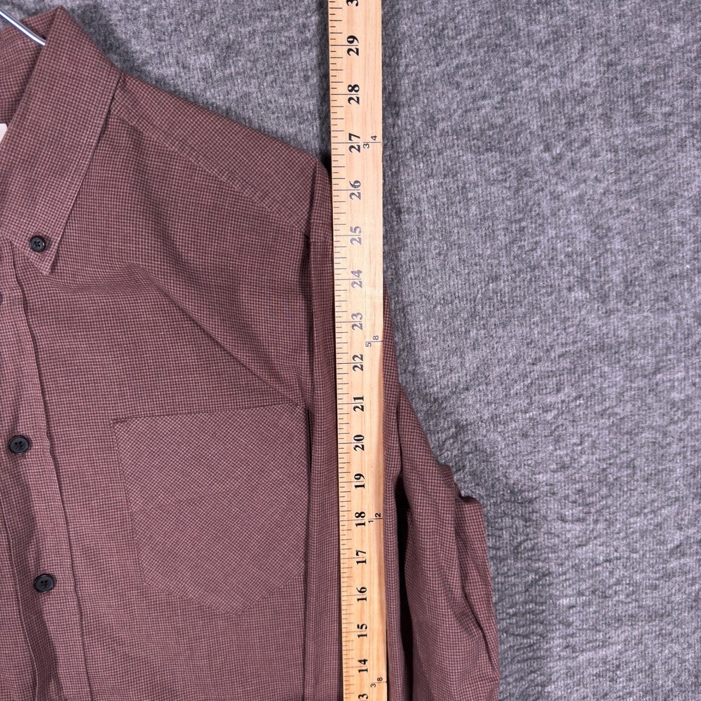 Billy Reid Shirt Mens Medium Burgundy Gingham Cotton Long Sleeve Button Down - Picture 5 of 8